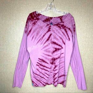 Bloom womens Yoga pink tie dyed athleisure top lg